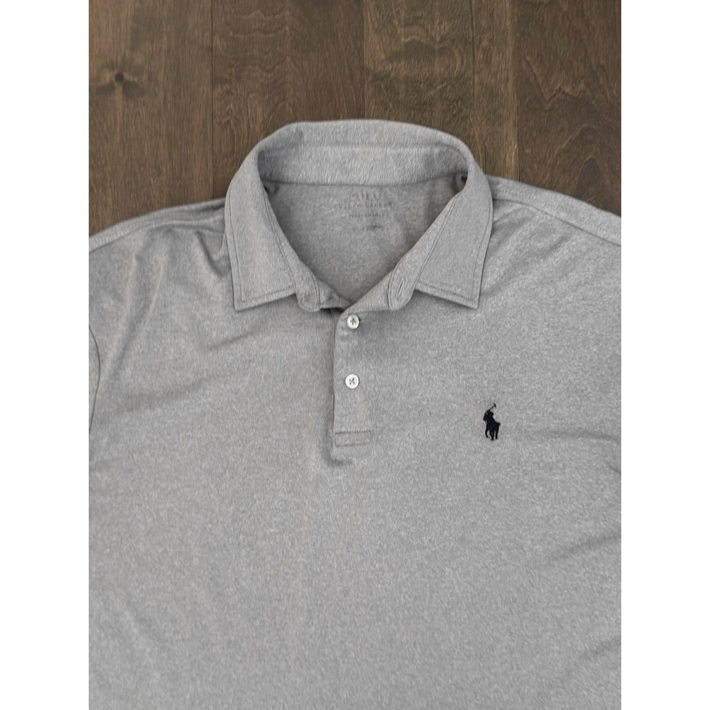 Ralph Lauren Performance Mens Grey Short Sleeve Polo Shirt Size XL Golf Pony